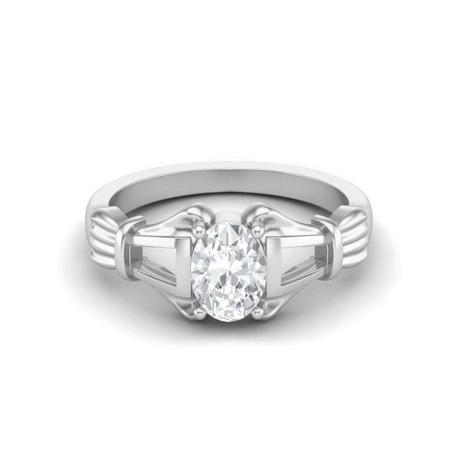 Moissanite Art Deco-Inspired Geometric Ring – Sterling Silver