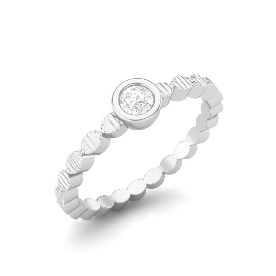 Moissanite Stackable Textured Band Ring – Sterling Silver