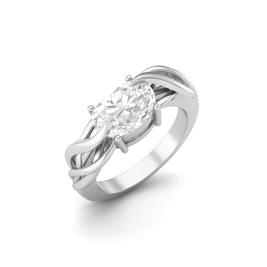 Moissanite Twisted Vine-Inspired Solitaire Ring – Sterling Silver
