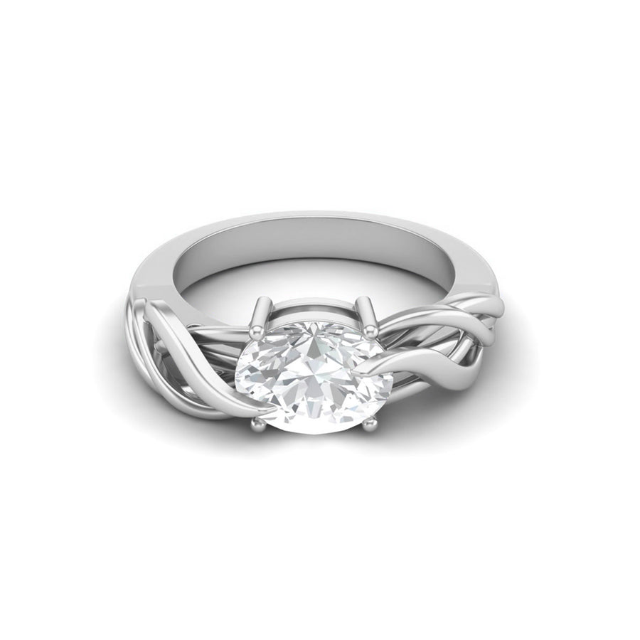Moissanite Twisted Vine-Inspired Solitaire Ring – Sterling Silver