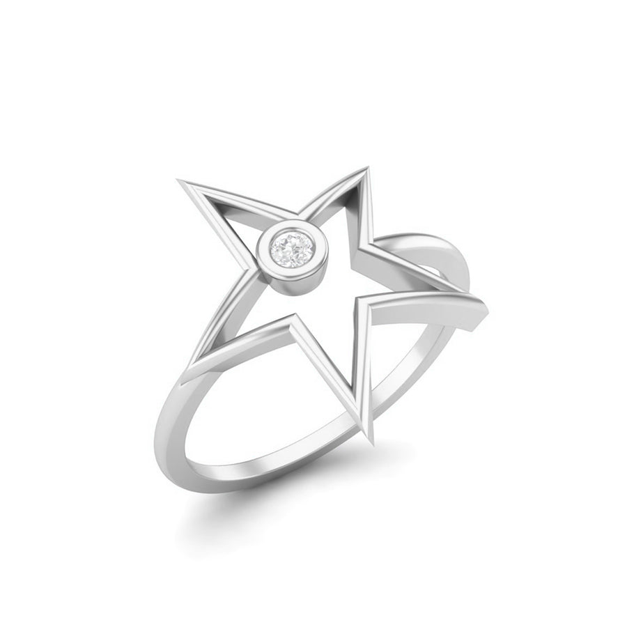 Moissanite Star Contemporary Open Ring - Sterling Silver