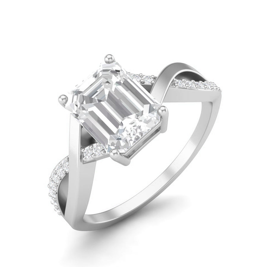 Moissanite Crisscross Pave Band Ring – Sterling Silver