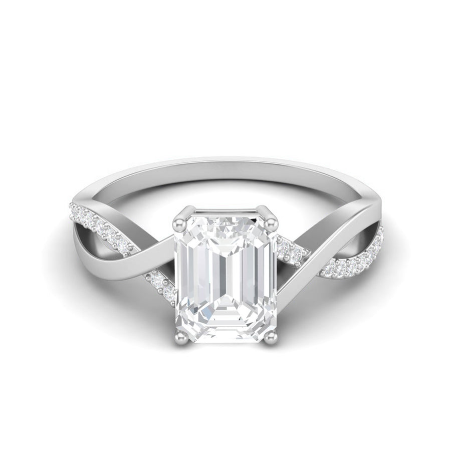 Moissanite Crisscross Pave Band Ring – Sterling Silver