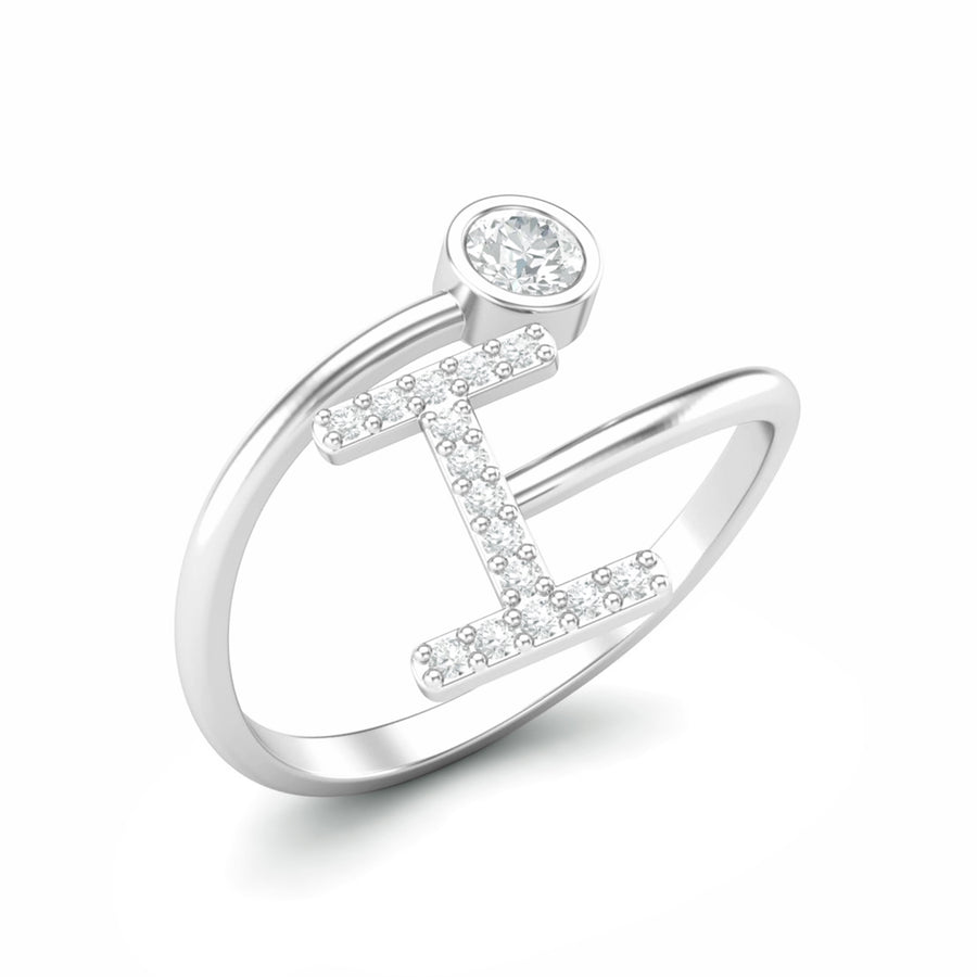 Initial “I” Moissanite Personalized Ring - Sterling Silver