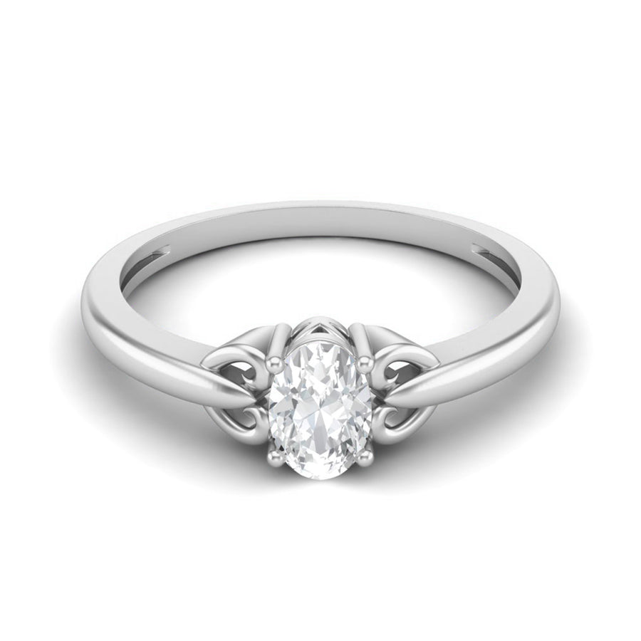 Moissanite Artistic Split Shank Ring – Sterling Silver