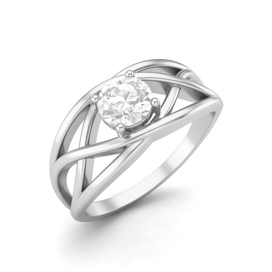 Moissanite Crisscross Open Band Ring – Sterling Silver