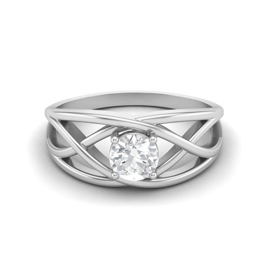 Moissanite Crisscross Open Band Ring – Sterling Silver