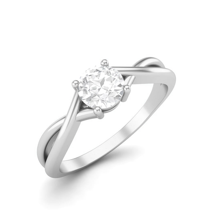 Moissanite Modern Twist Solitaire Ring – Sterling Silver