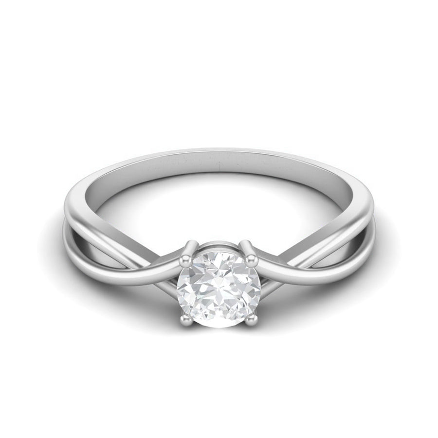 Moissanite Modern Twist Solitaire Ring – Sterling Silver