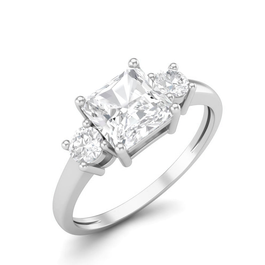 Moissanite Three-Stone Classic Ring – Sterling Silver