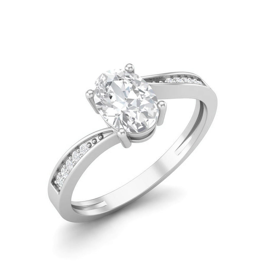 Moissanite Split Shank Pavé Accent Ring - Sterling Silver
