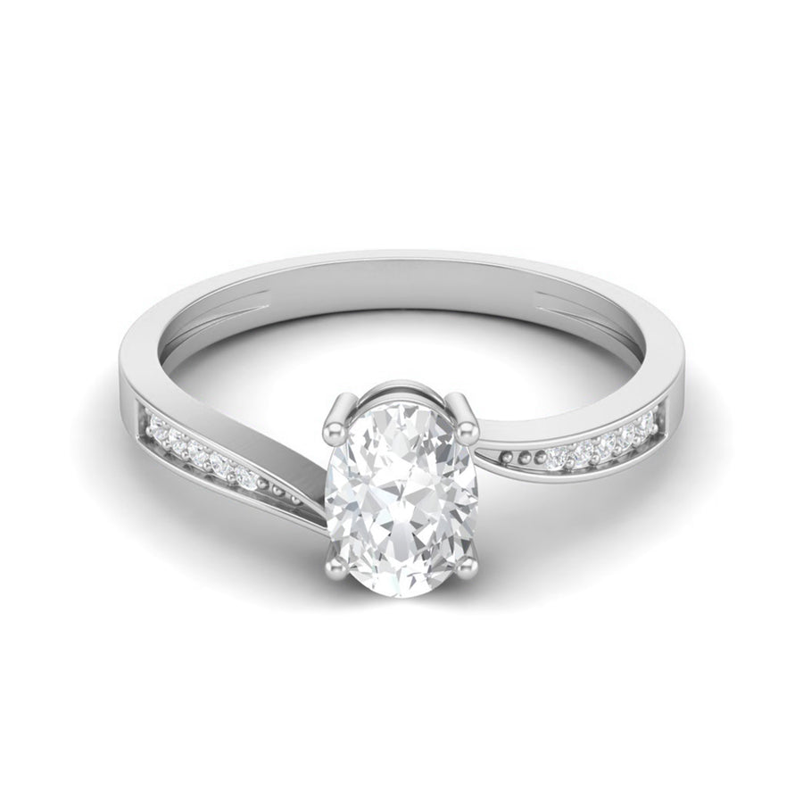 Moissanite Split Shank Pavé Accent Ring - Sterling Silver