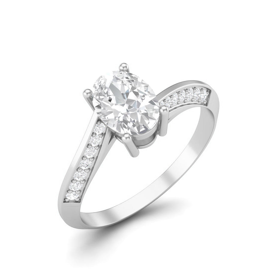Moissanite Pavé Accent Split Band Ring - Sterling Silver