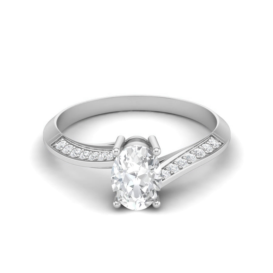 Moissanite Pavé Accent Split Band Ring - Sterling Silver