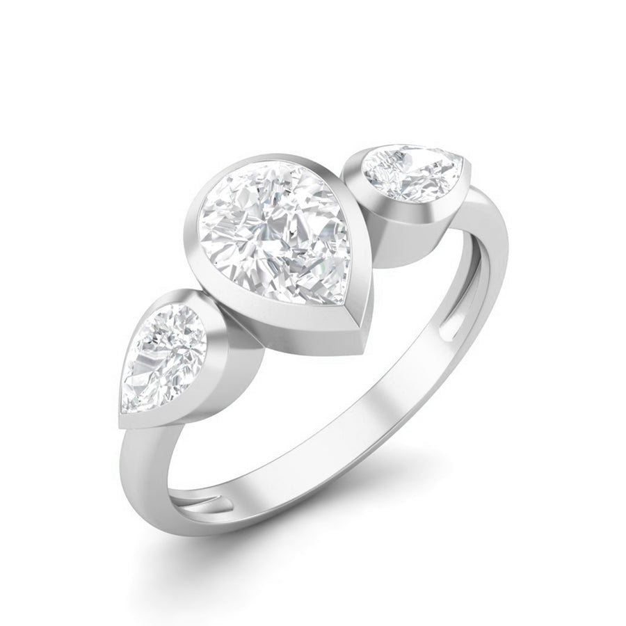 Moissanite Three-Stone Ring - Sterling Silver