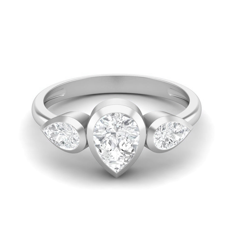 Moissanite Three-Stone Ring - Sterling Silver