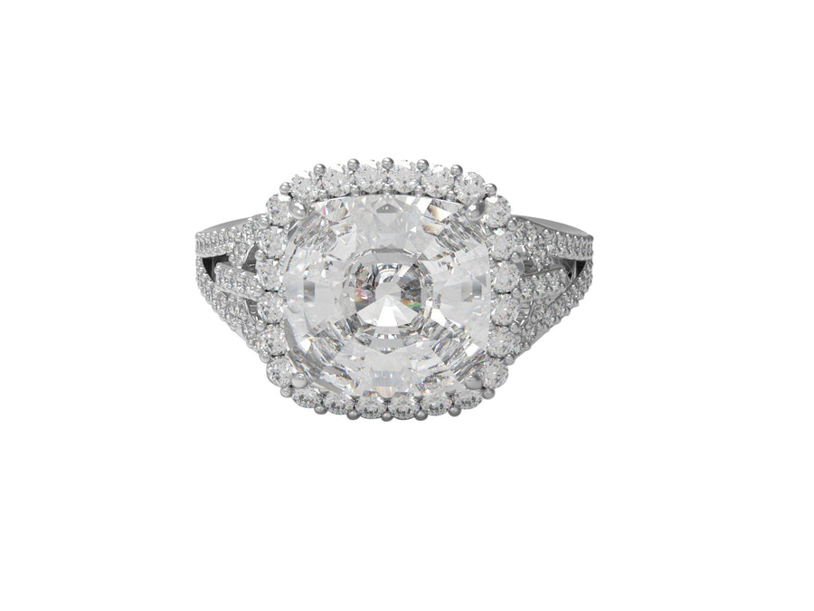 4.3 Ctw Cushion Shape Moissanite 925 Sterling Silver Solitaire Halo Women Ring