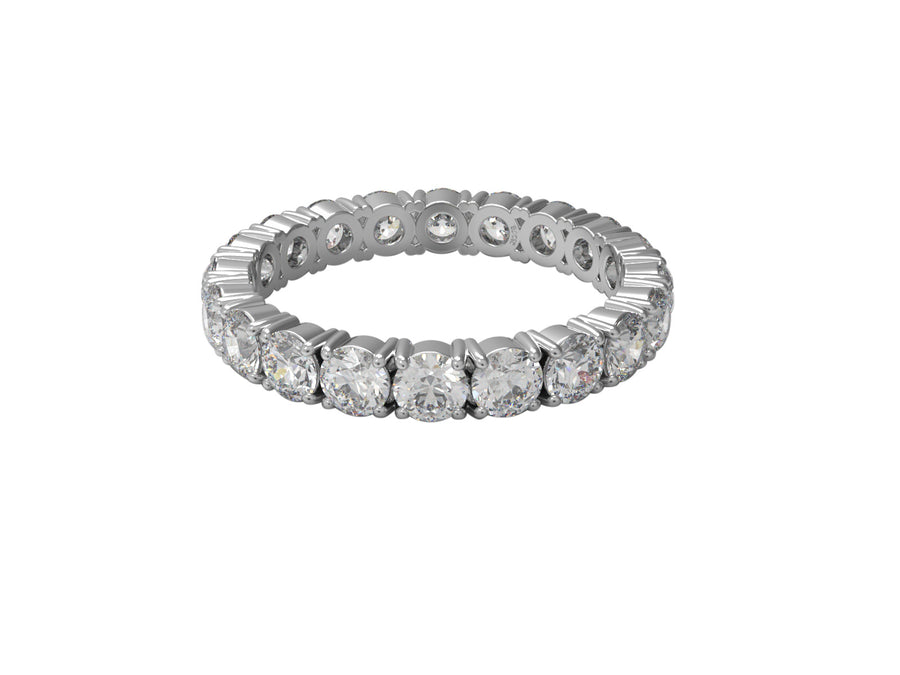 Moissanite Classic Full Circle Eternity Band Ring – Sterling Silver