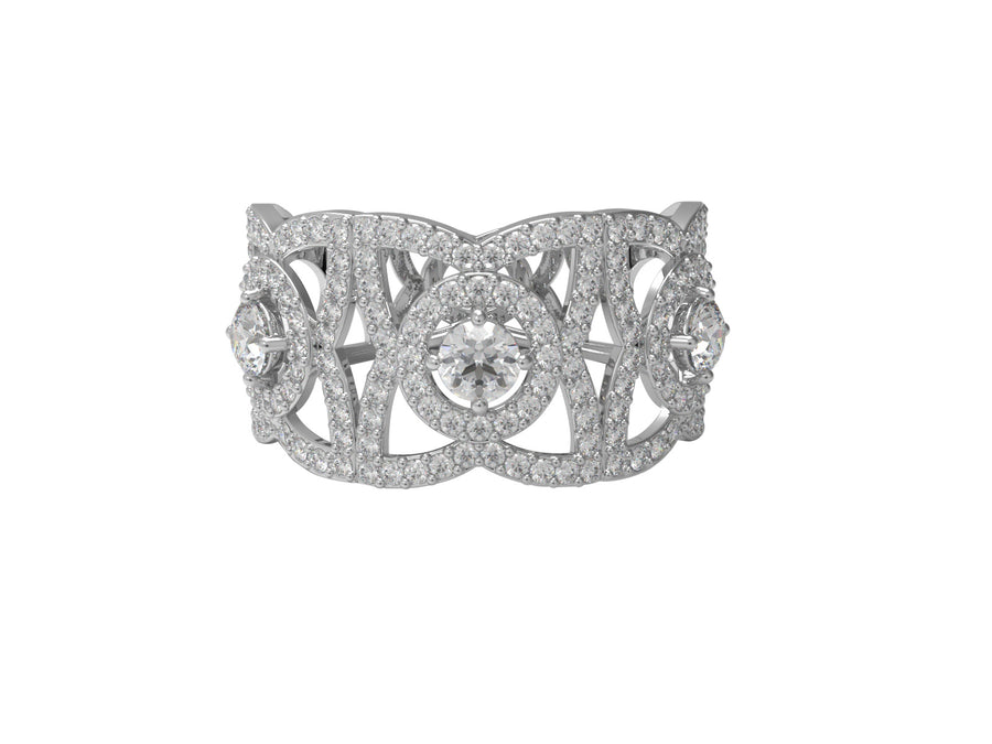 Art Deco Ring 1.8Ctw Round Moissanite 925 Sterling Silver Cluster Women Ring