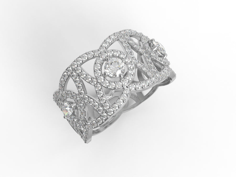 Art Deco Ring 1.8Ctw Round Moissanite 925 Sterling Silver Cluster Women Ring