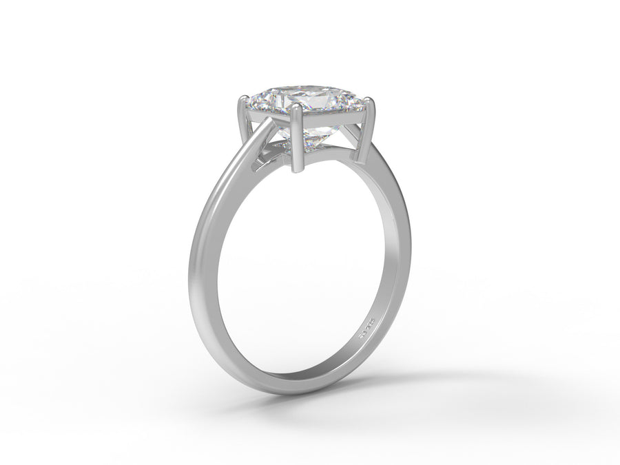 Moissanite Square Prong Set Design Solitaire Ring – Sterling Silver