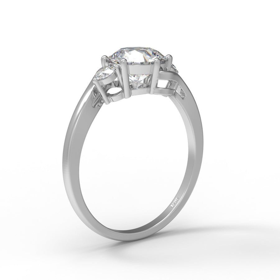 Moissanite Twisted Three Stone Design Ring – Sterling Silver
