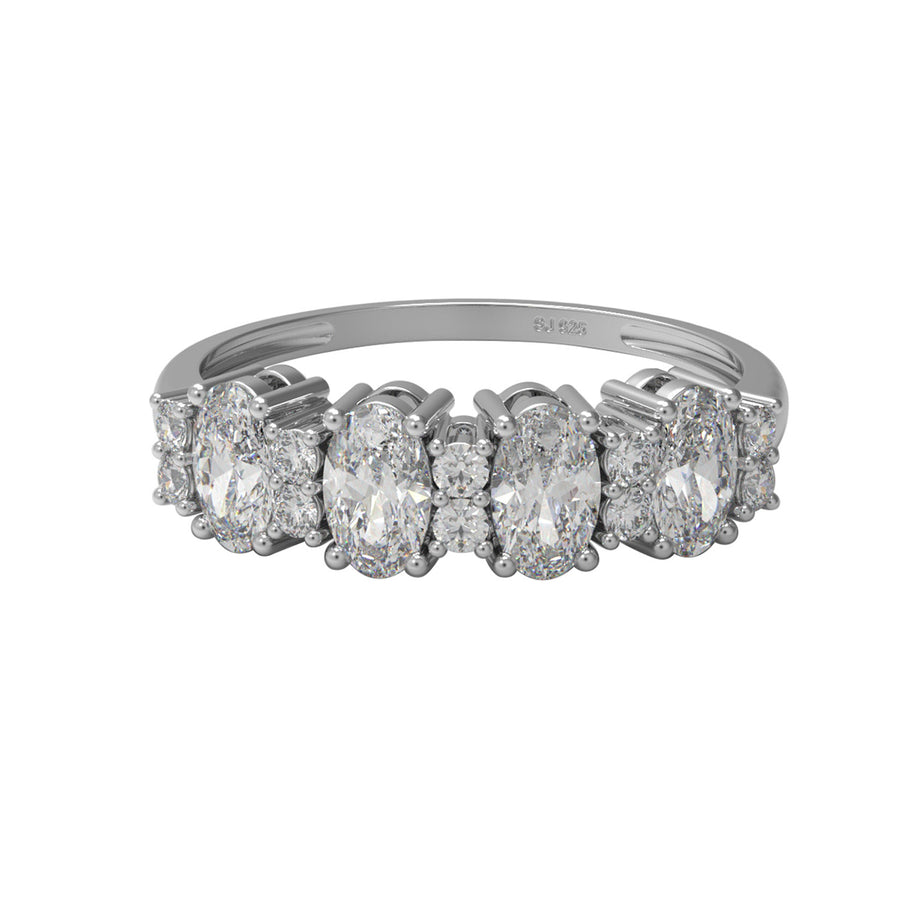 Moissanite Elegant Eternity Band Ring – Sterling Silver