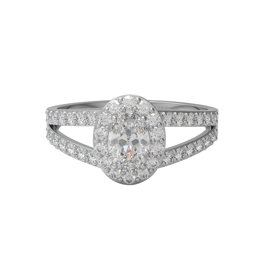 Moissanite Double Halo Split Shank Ring – Sterling Silver