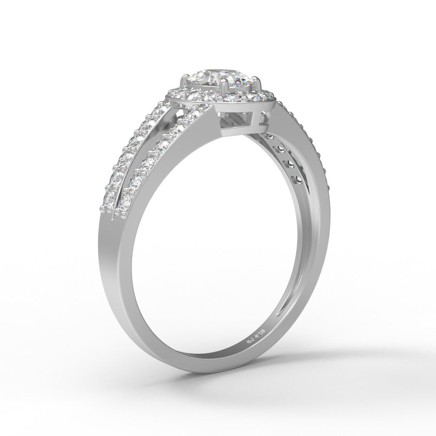 Moissanite Double Halo Split Shank Ring – Sterling Silver