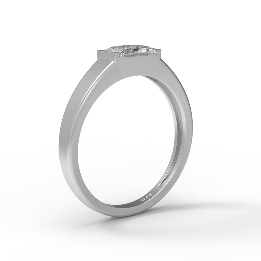 Moissanite Sleek Minimalist Bar-Set Ring – Sterling Silver