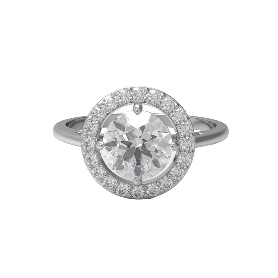 Moissanite Elegant Halo Solitaire Ring – Sterling Silver