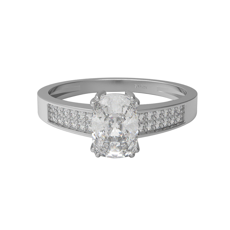 Moissanite Solitaire With Accents Ring - Sterling Silver
