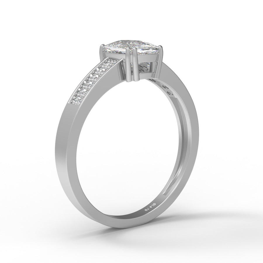Moissanite Solitaire With Accents Ring - Sterling Silver