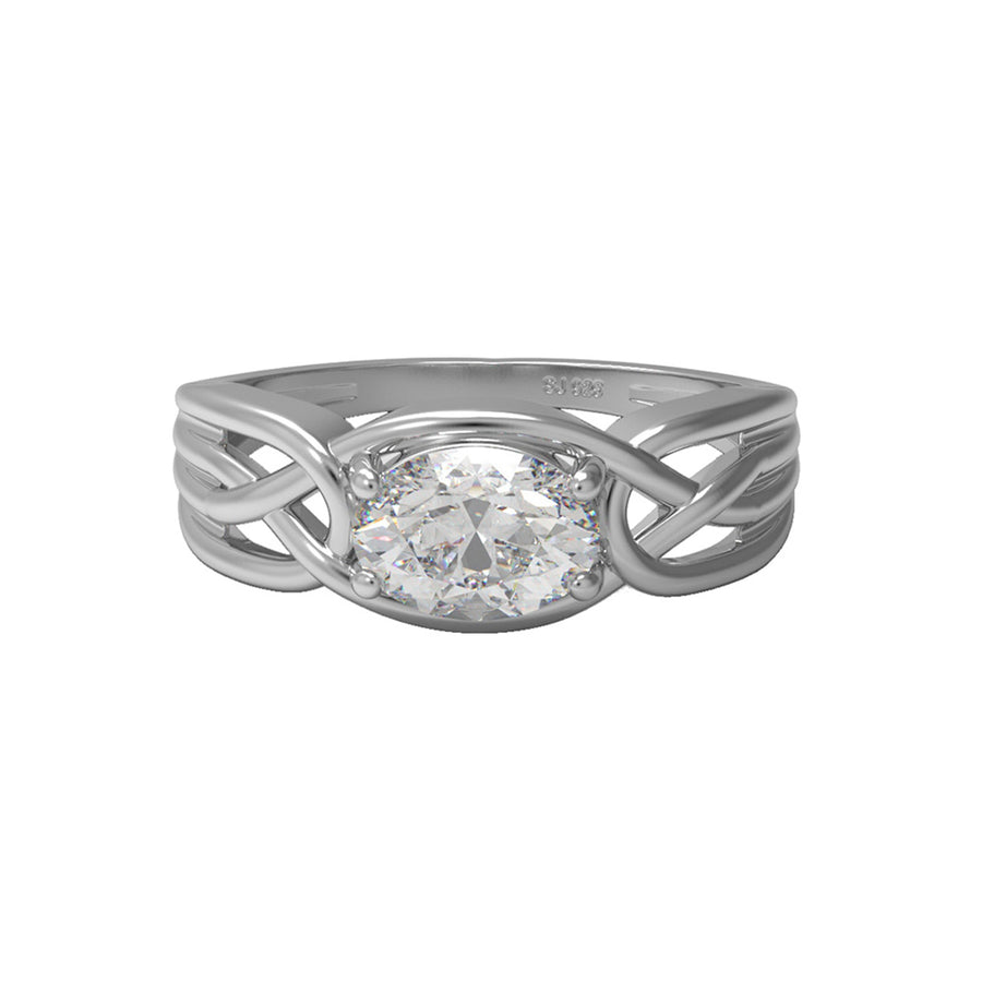 Moissanite Woven Split Band Ring – Sterling Silver