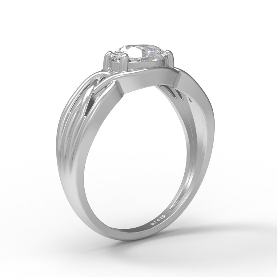 Moissanite Woven Split Band Ring – Sterling Silver