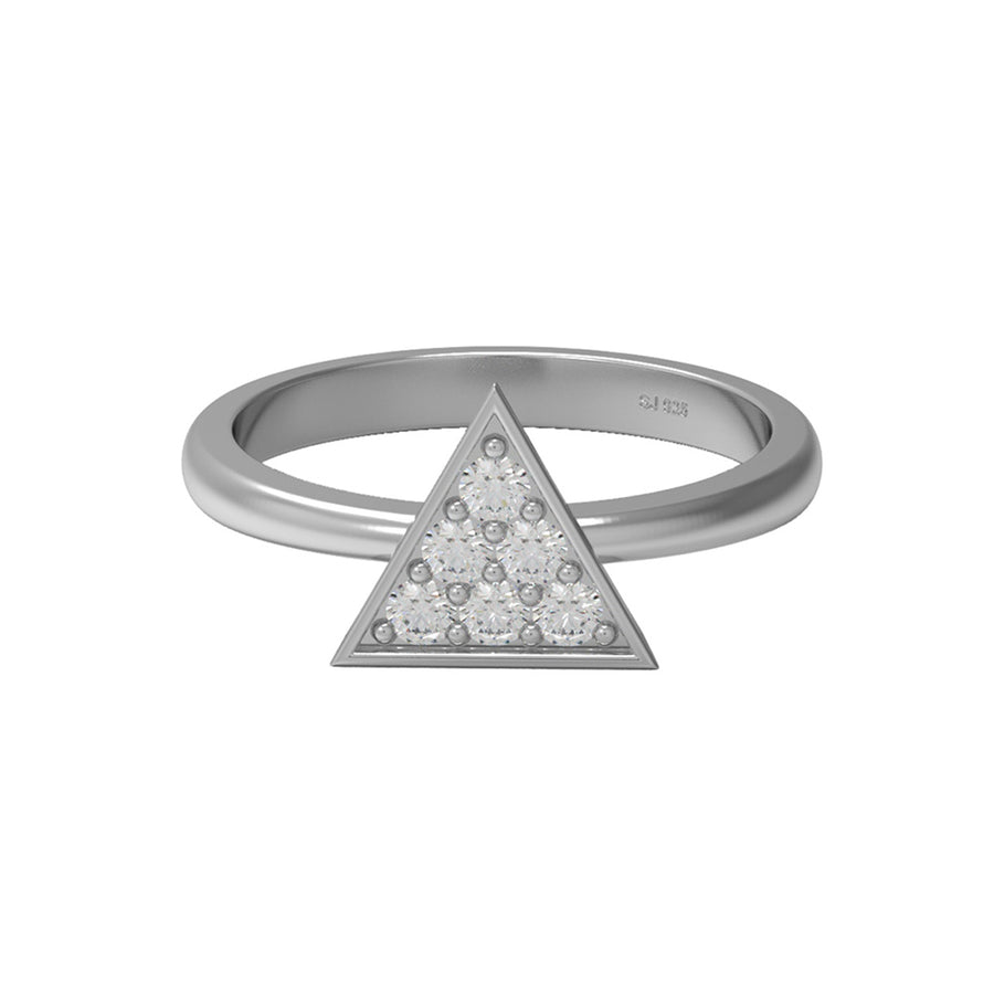 Moissanite Modern Triangle Cluster Ring – Sterling Silver