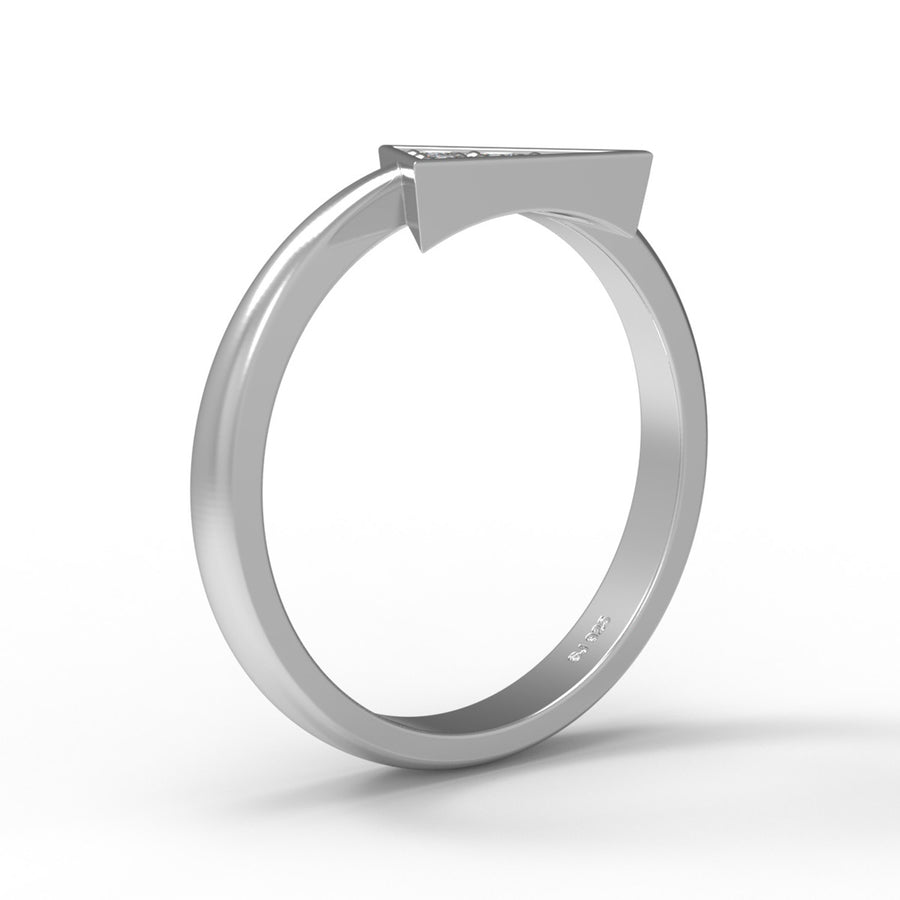 Moissanite Modern Triangle Cluster Ring – Sterling Silver