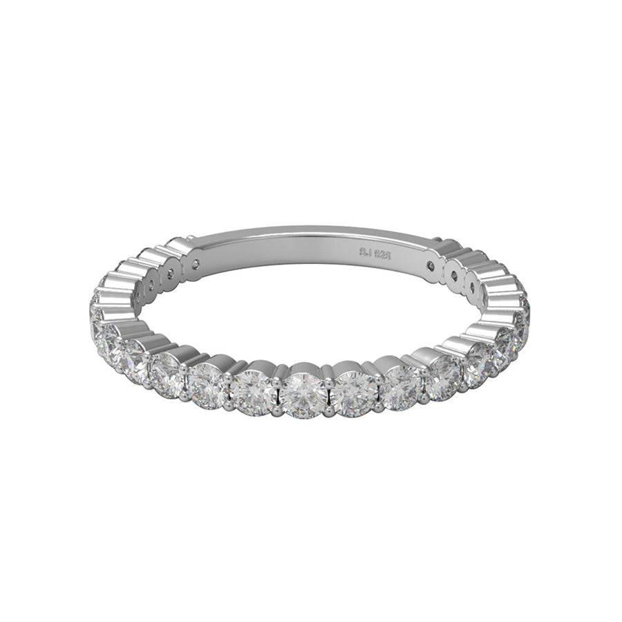 Moissanite Eternity Band Classic Prong Set Ring – Sterling Silver