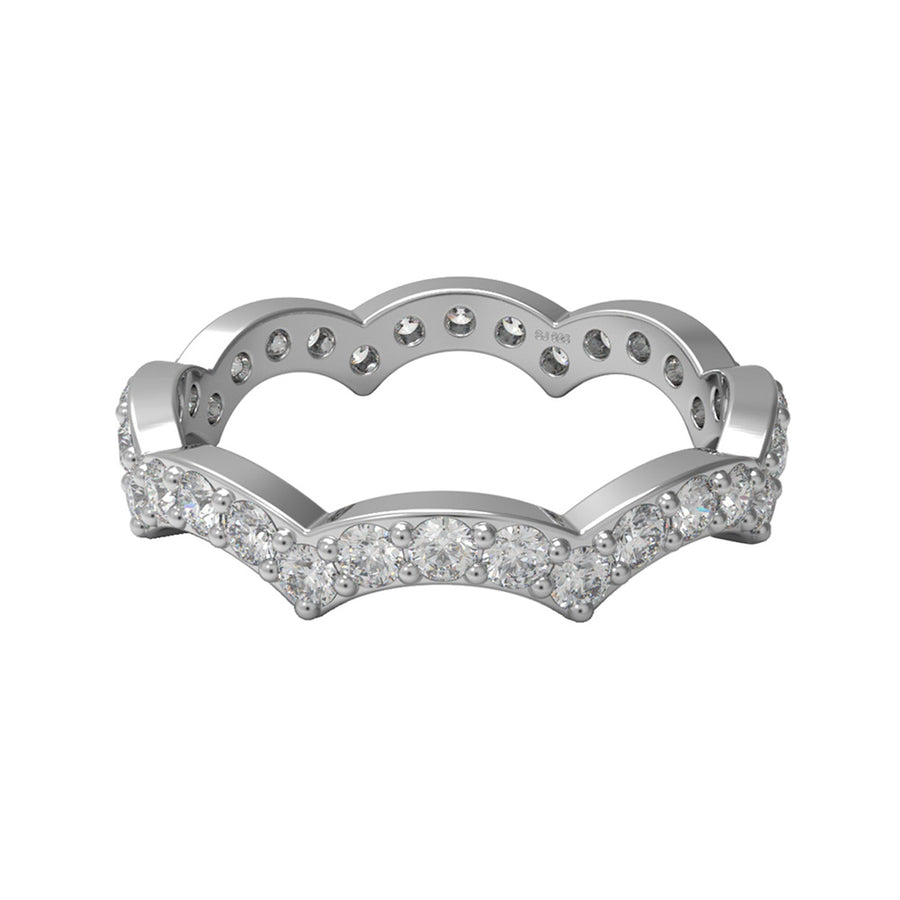 Moissanite Eternity Scalloped Crown Ring – Sterling Silver