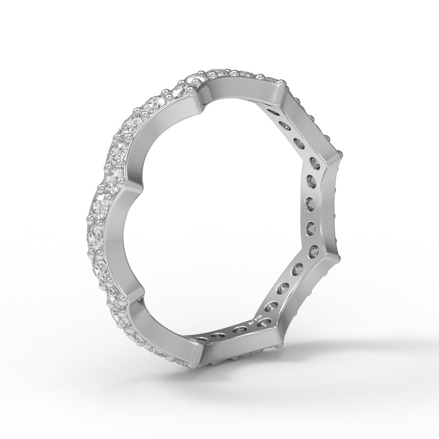 Moissanite Eternity Scalloped Crown Ring – Sterling Silver