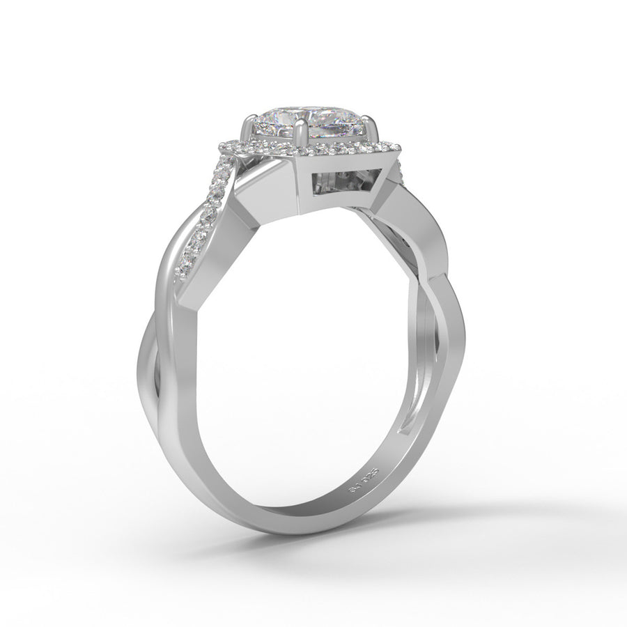 Moissanite Cluster Twist Band Design Ring – Sterling Silver