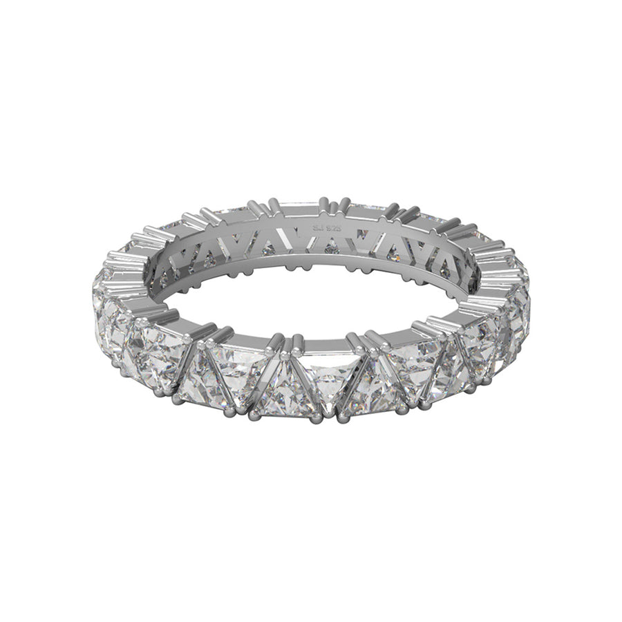 Moissanite Modern Eternity Band Ring – Sterling Silver