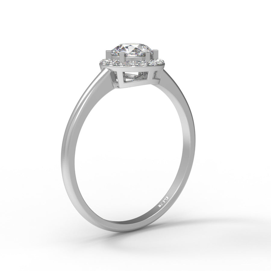 Moissanite Classic Halo Solitaire Ring – Sterling Silver