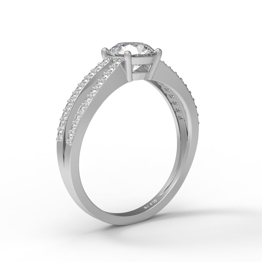 Moissanite Split Shank Pave Band Ring – Sterling Silver