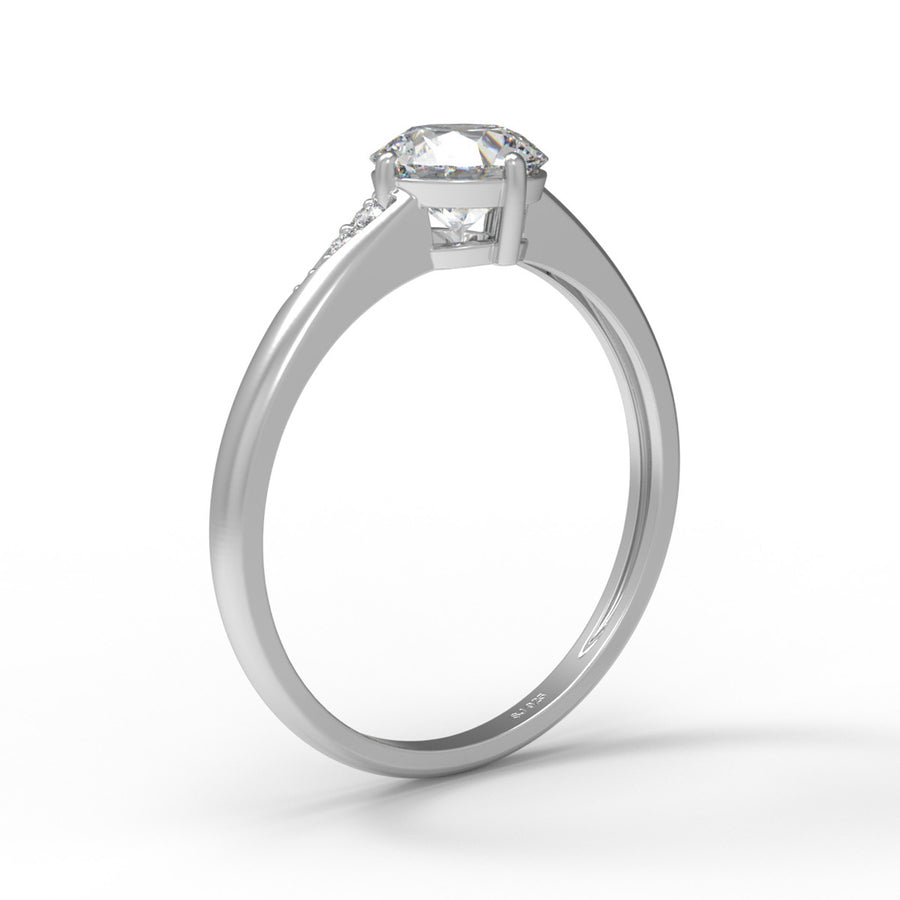 Moissanite Classic Solitaire Tapered Accent Ring – Sterling Silver
