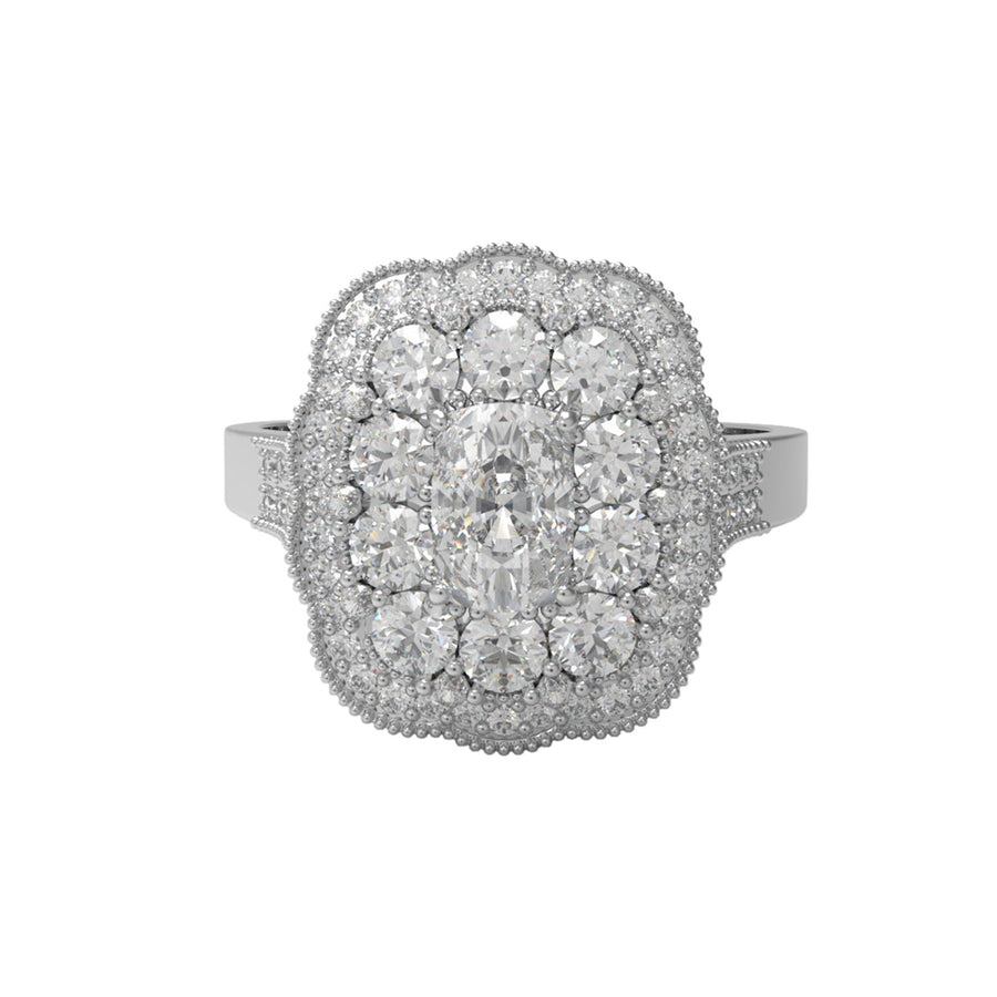 Moissanite Vintage Halo Statement Ring - Sterling Silver