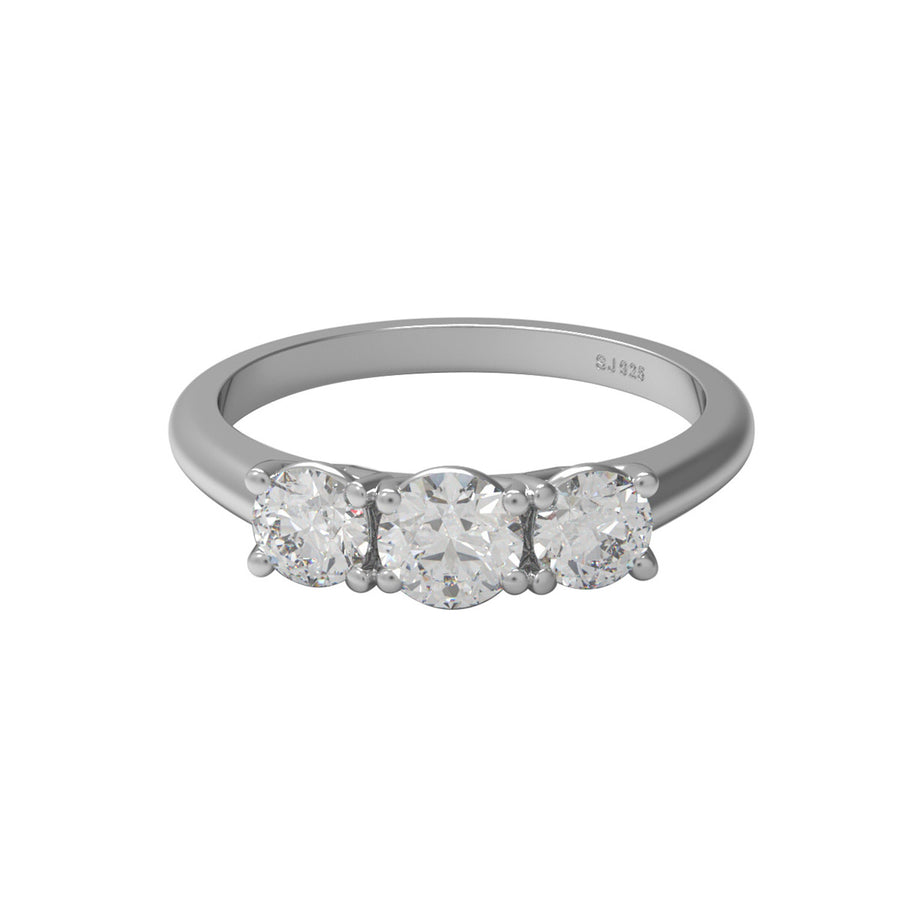 Moissanite Three-Stone Ring - Sterling Silver