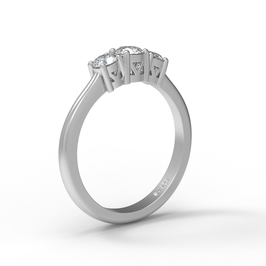 Moissanite Three-Stone Trio Band Ring – Sterling Silver