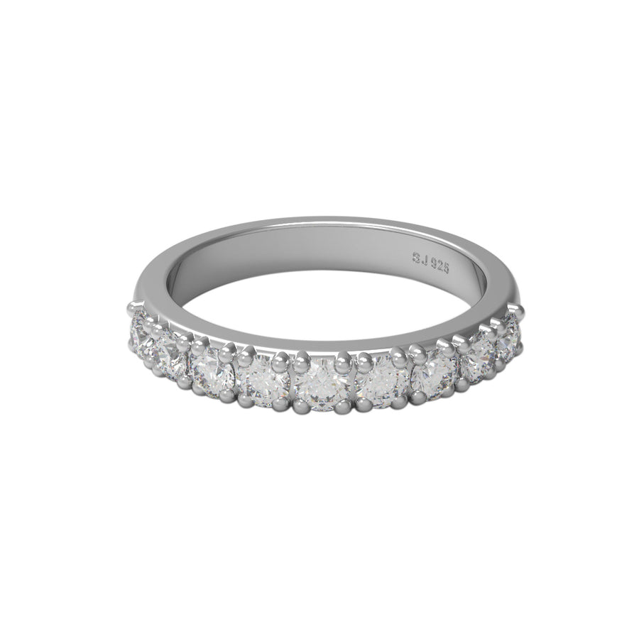 Moissanite Full Eternity Prong Set Band Ring – Sterling Silver
