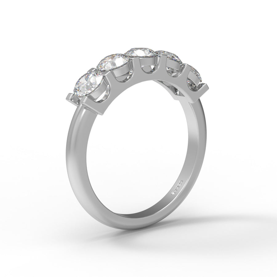 Moissanite Five-Stone Anniversary Band Ring – Sterling Silver